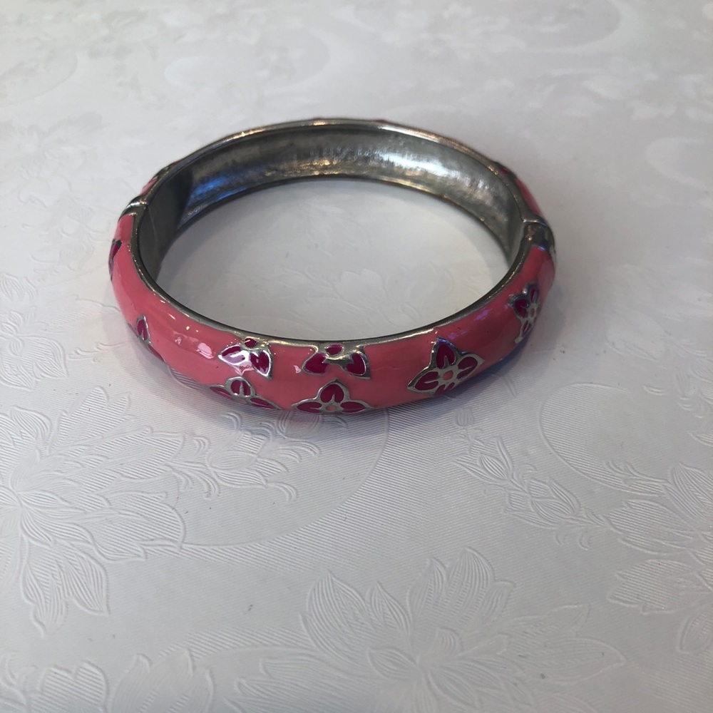 Pink enamel bangle